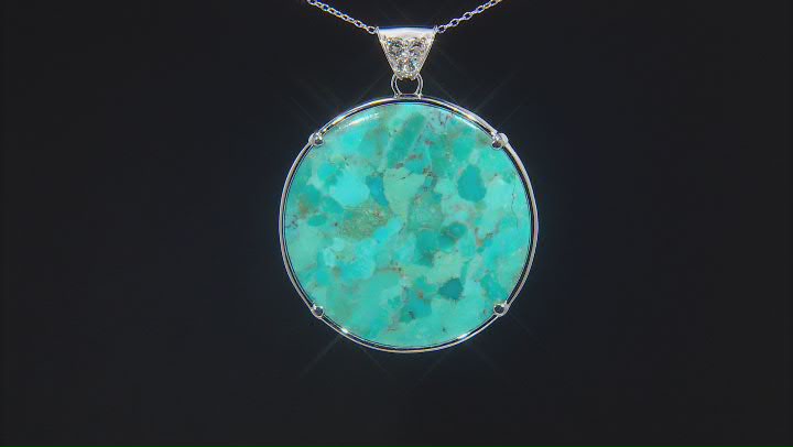 Blue Turquoise Rhodium Over Sterling Silver Pendant with Chain .81ctw Video Thumbnail